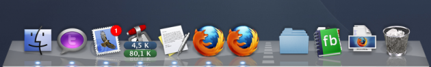 To Firefox-ikoner i Docken kan være irriterende, men det er også plasskrevende og rotete (skjermdump).