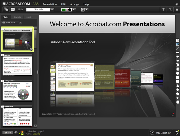 Pent: Adobe Presentations fyller et hull i Adobes kontorpakke, Acrobat.com. Klikk bildet for å forstørre.